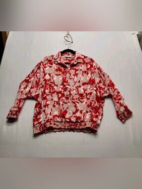 ⭐️Vintage Pierre Lamonte 80s 90s Toile Novelty Print Dolman Smocked Blouse M